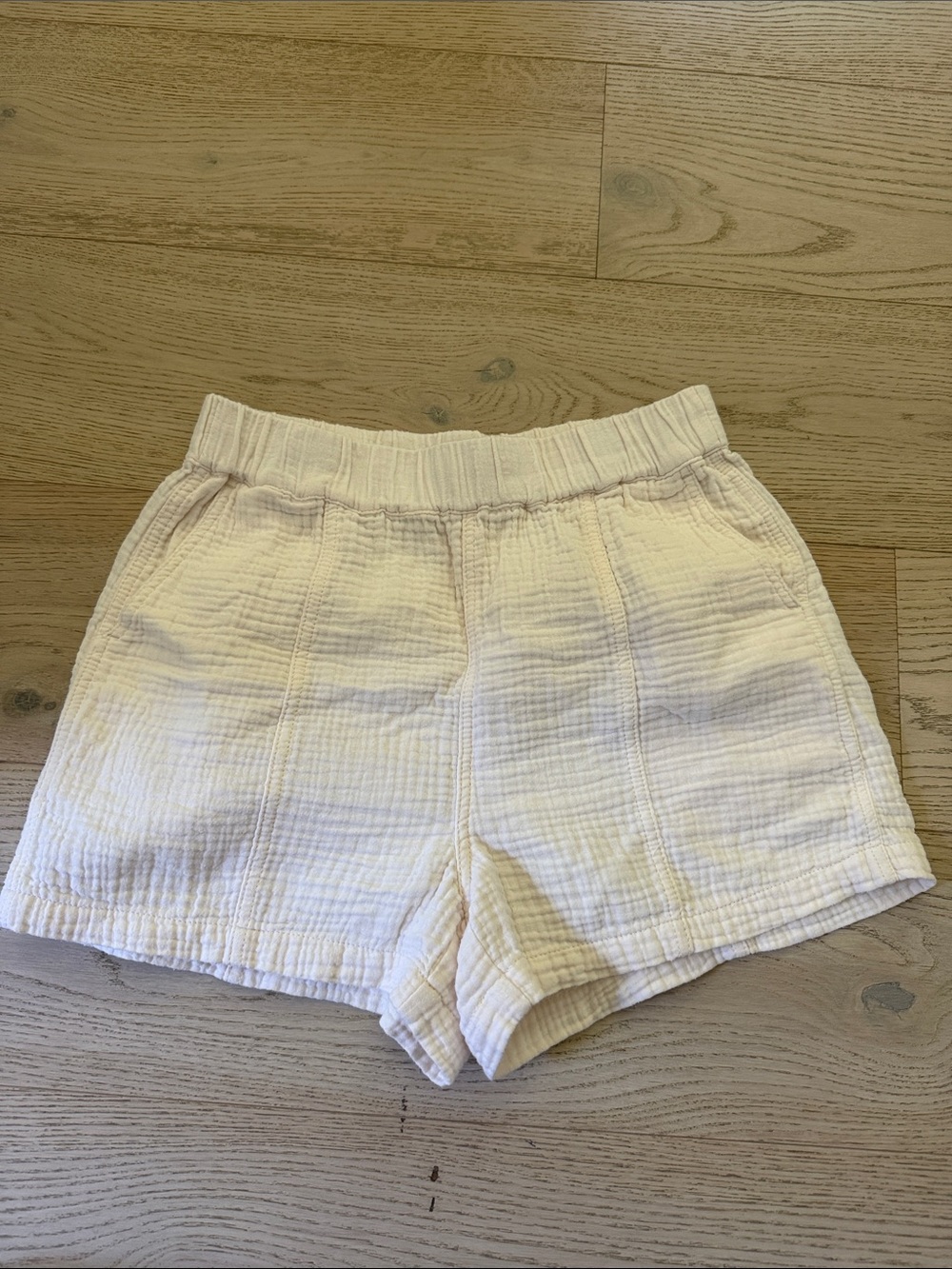 Madewell Cream High-Waist Gauze Shorts